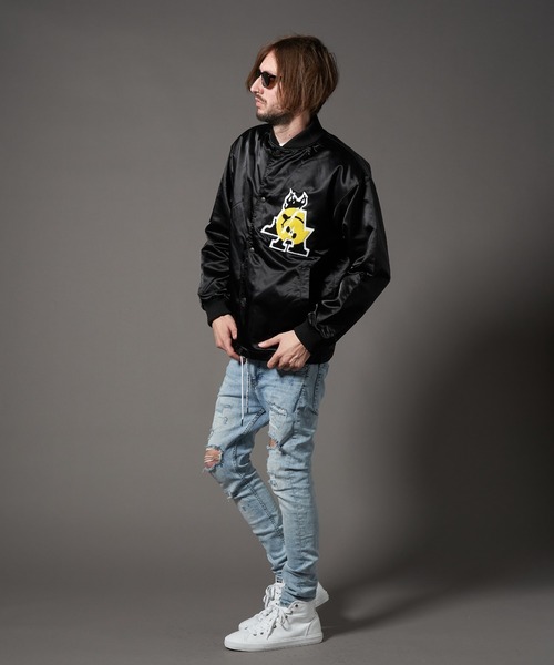 STUD MUFFIN(スタッドマフィン)の「STUD MUFFIN/スタッドマフィン/ナイロン/ファー レタードスターワッペン リブコーチジャケット(ナイロンジャケット・メンズ・ブラック・2/3/4)」の8枚目の写真