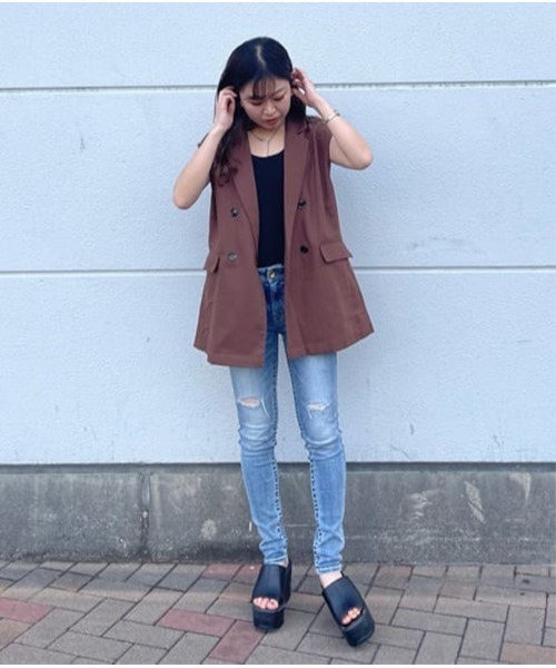 RODEO CROWNS WIDE BOWL（ロデオクラウンズワイドボウル）の「ADDICTIVE JF クラッシュTYPE2スキニー L（デニムパンツ・レディース・ライトブルー/ダークブルー・24inch/25inch/26inch/27inch/23inch）」の17枚目の写真