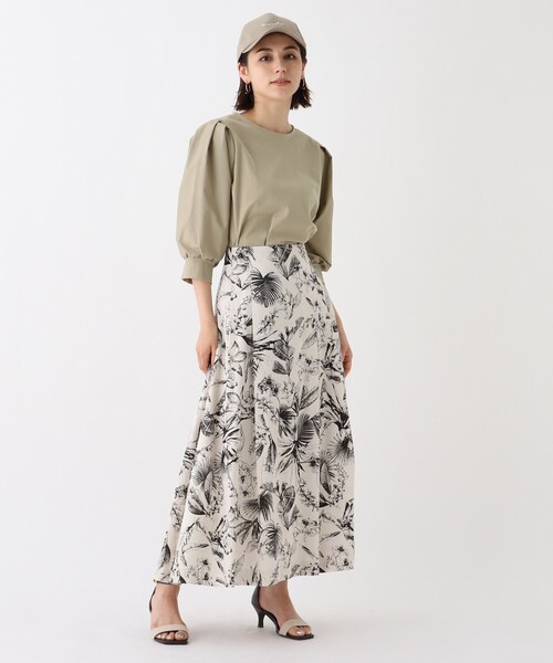 OPAQUE.CLIP（オペークドットクリップ）の「◆ボタニカルプリント フレアスカート（スカート・レディース・チャコール/ベージュ系その他3・40/38/36）」の11枚目の写真