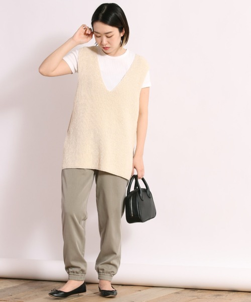 cepo(セポ)の「テープヤーン サイドスリットロングベスト(ベスト・レディース・ベージュ/オフホワイト・M)」の11枚目の写真