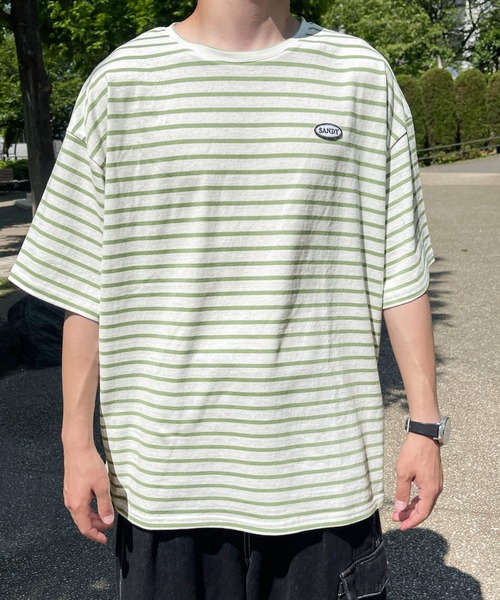 PairPair（ペアペア）の「ワンポイントロゴワッペンボーダーTEE(ユニセックス)（Tシャツ/カットソー・メンズ・ホワイト系/グリーン系/ブルー系・MEDIUM/LARGE）」の14枚目の写真
