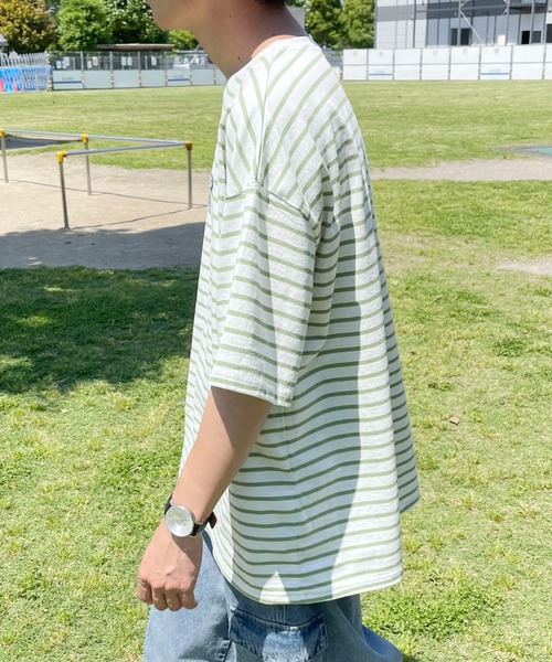 PairPair（ペアペア）の「ワンポイントロゴワッペンボーダーTEE(ユニセックス)（Tシャツ/カットソー・メンズ・ホワイト系/グリーン系/ブルー系・MEDIUM/LARGE）」の12枚目の写真