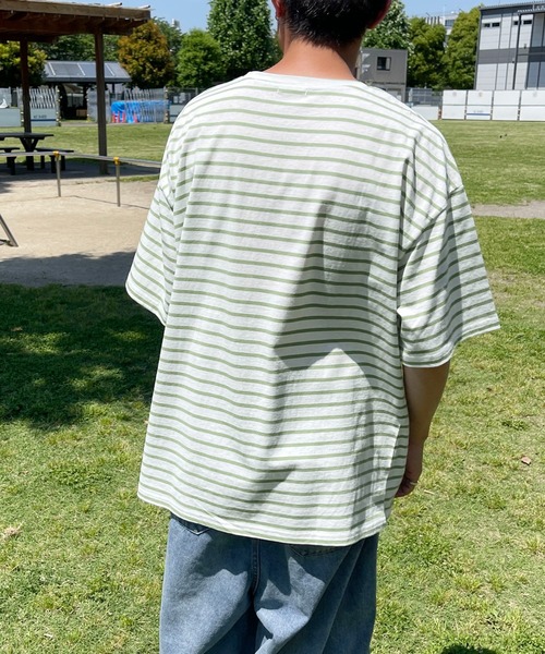 PairPair（ペアペア）の「ワンポイントロゴワッペンボーダーTEE(ユニセックス)（Tシャツ/カットソー・メンズ・ホワイト系/グリーン系/ブルー系・MEDIUM/LARGE）」の13枚目の写真