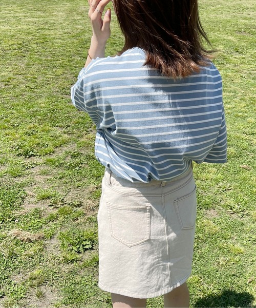 PairPair（ペアペア）の「ワンポイントロゴワッペンボーダーTEE(ユニセックス)（Tシャツ/カットソー・メンズ・ホワイト系/グリーン系/ブルー系・MEDIUM/LARGE）」の19枚目の写真