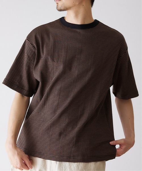 MILLER（ミラー）の「【MILLER / ミラー】417別注 リラックス ボーダーTシャツ（Tシャツ/カットソー・メンズ・ホワイト/ブラウン/ブルー/グリーン・MEDIUM/LARGE/X-LARGE）」の2枚目の写真