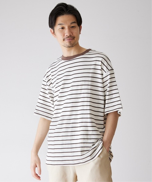 MILLER（ミラー）の「【MILLER / ミラー】417別注 リラックス ボーダーTシャツ（Tシャツ/カットソー・メンズ・ホワイト/ブラウン/ブルー/グリーン・MEDIUM/LARGE/X-LARGE）」の10枚目の写真