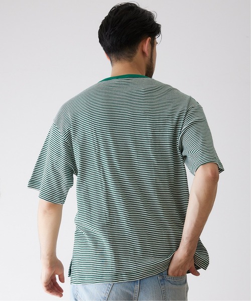 MILLER（ミラー）の「【MILLER / ミラー】417別注 リラックス ボーダーTシャツ（Tシャツ/カットソー・メンズ・ホワイト/ブラウン/ブルー/グリーン・MEDIUM/LARGE/X-LARGE）」の12枚目の写真