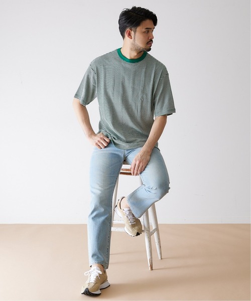 MILLER（ミラー）の「【MILLER / ミラー】417別注 リラックス ボーダーTシャツ（Tシャツ/カットソー・メンズ・ホワイト/ブラウン/ブルー/グリーン・MEDIUM/LARGE/X-LARGE）」の7枚目の写真