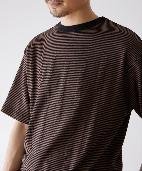 MILLER（ミラー）の「【MILLER / ミラー】417別注 リラックス ボーダーTシャツ（Tシャツ/カットソー・メンズ・ホワイト/ブラウン/ブルー/グリーン・MEDIUM/LARGE/X-LARGE）」の15枚目の写真