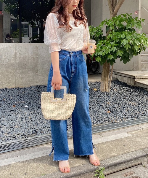 one after another NICE CLAUP(ワンアフターアナザーナイスクラップ)の「1枚で華やかインナーSETレースブラウス(シャツ/ブラウス・レディース・ベージュ/オフホワイト/サックスブルー・FREE)」の12枚目の写真