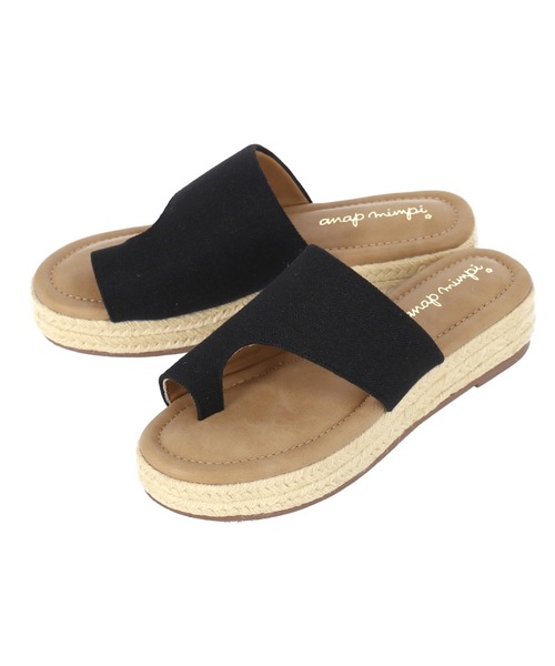 anap mimpi（アナップミンピ）の「キャンバス地ジュートトングサンダル（サンダル・レディース・ブラック/アイボリー・LL/S/M/L）」の6枚目の写真