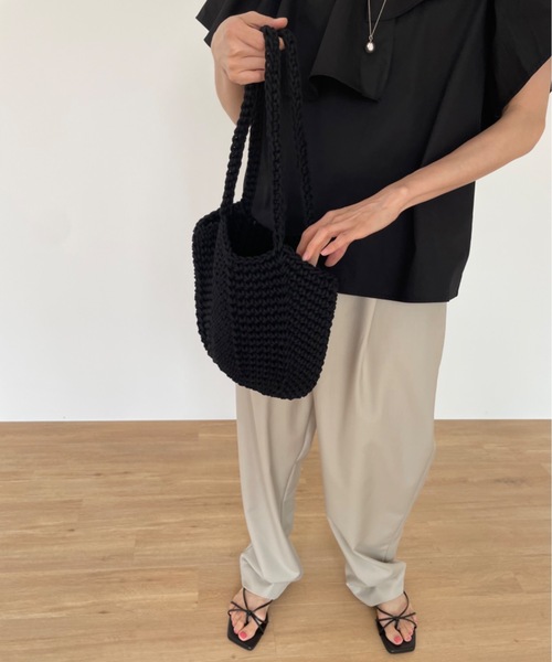 Didot.showroom(ディドット ショールーム)の「バケツ編みトートバッグ(ショルダーバッグ・レディース・ホワイト/ブラック/ベージュ/グリーン・FREE)」の15枚目の写真
