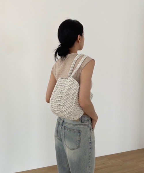 Didot.showroom(ディドット ショールーム)の「バケツ編みトートバッグ(ショルダーバッグ・レディース・ホワイト/ブラック/ベージュ/グリーン・FREE)」の8枚目の写真