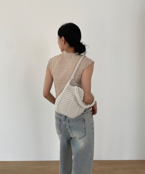 Didot.showroom(ディドット ショールーム)の「バケツ編みトートバッグ(ショルダーバッグ・レディース・ホワイト/ブラック/ベージュ/グリーン・FREE)」の12枚目の写真