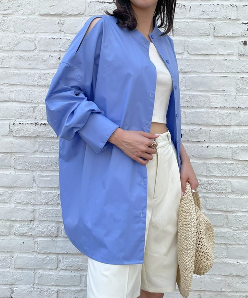 COLONY 2139（コロニートゥーワンスリーナイン）の「WEB・一部店舗限定 / タイプライターショルダースリットシャツ（シャツ/ブラウス・レディース・ホワイト/ピンク/ブルー・FREE）」の3枚目の写真