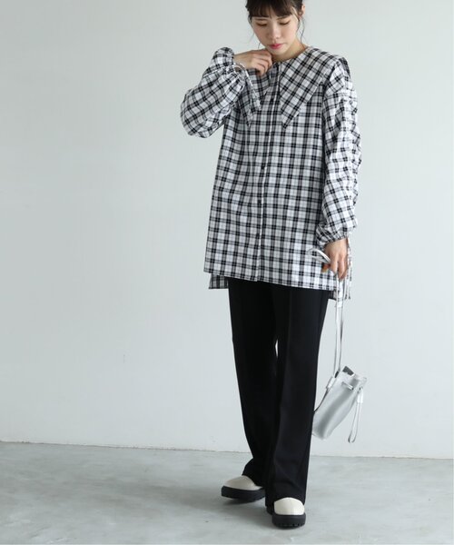 RAY CASSIN(レイカズン)の「S-Lサイズ展開 センタータックイージーカラーパンツ(スラックス・レディース・パープル/ブラウン/キナリ/ブラック・SMALL/MEDIUM/LARGE)」の8枚目の写真