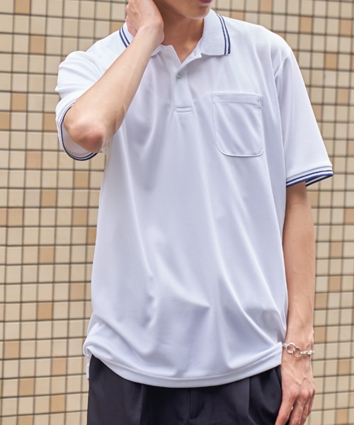 セール】【LIFEMAX】ライン入りベーシックドライポロシャツ（ポリジン