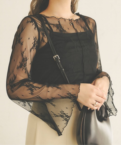 Ambre Neige（アンブルネージュ）の「花柄レーススリットトップス／【WEB/EC限定商品】（シャツ/ブラウス・レディース・ブラック/ベージュ/アイボリー・FREE）」の4枚目の写真