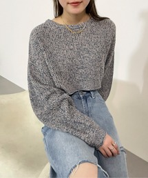 メランジショートニットプルオーバー