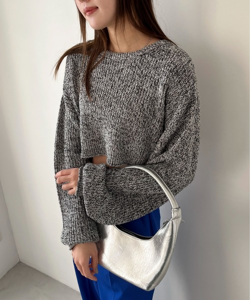 EPIMI E'PIMMY（エピミエピミー）の「メランジショートニットプルオーバー（ニット/セーター・レディース・コーラル/ブルー/オフホワイト/ブラック・MEDIUM）」の3枚目の写真