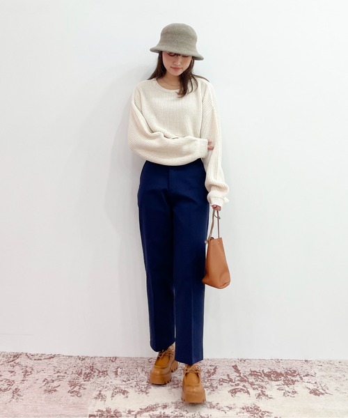 EPIMI E'PIMMY（エピミエピミー）の「メランジショートニットプルオーバー（ニット/セーター・レディース・コーラル/ブルー/オフホワイト/ブラック・MEDIUM）」の5枚目の写真