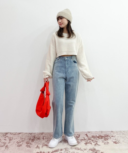 EPIMI E'PIMMY（エピミエピミー）の「メランジショートニットプルオーバー（ニット/セーター・レディース・コーラル/ブルー/オフホワイト/ブラック・MEDIUM）」の7枚目の写真