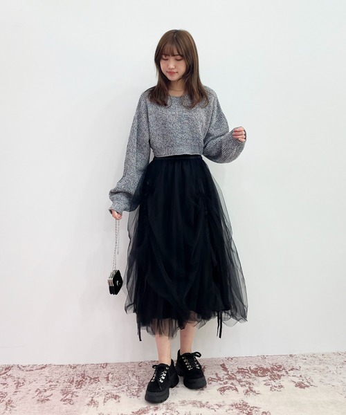 EPIMI E'PIMMY（エピミエピミー）の「メランジショートニットプルオーバー（ニット/セーター・レディース・コーラル/ブルー/オフホワイト/ブラック・MEDIUM）」の10枚目の写真