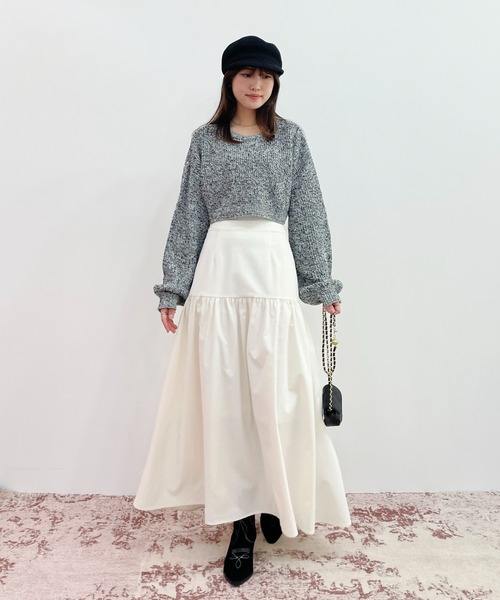 EPIMI E'PIMMY（エピミエピミー）の「メランジショートニットプルオーバー（ニット/セーター・レディース・コーラル/ブルー/オフホワイト/ブラック・MEDIUM）」の8枚目の写真