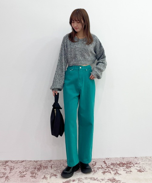 EPIMI E'PIMMY（エピミエピミー）の「メランジショートニットプルオーバー（ニット/セーター・レディース・コーラル/ブルー/オフホワイト/ブラック・MEDIUM）」の9枚目の写真