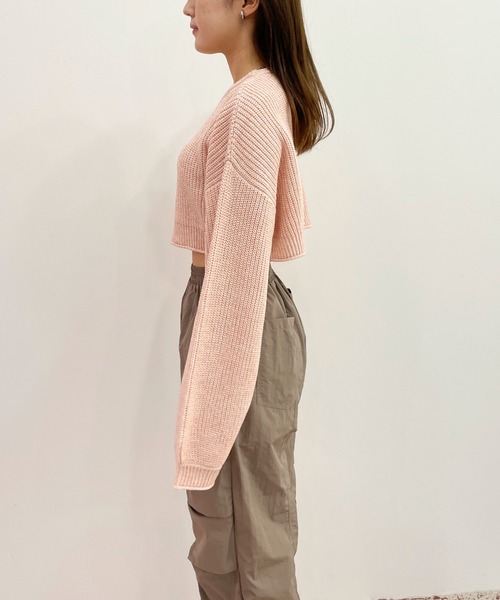 EPIMI E'PIMMY（エピミエピミー）の「メランジショートニットプルオーバー（ニット/セーター・レディース・コーラル/ブルー/オフホワイト/ブラック・MEDIUM）」の14枚目の写真