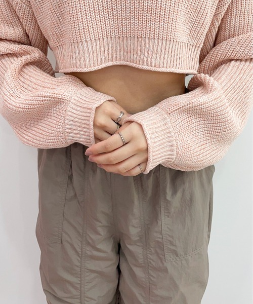 EPIMI E'PIMMY（エピミエピミー）の「メランジショートニットプルオーバー（ニット/セーター・レディース・コーラル/ブルー/オフホワイト/ブラック・MEDIUM）」の17枚目の写真