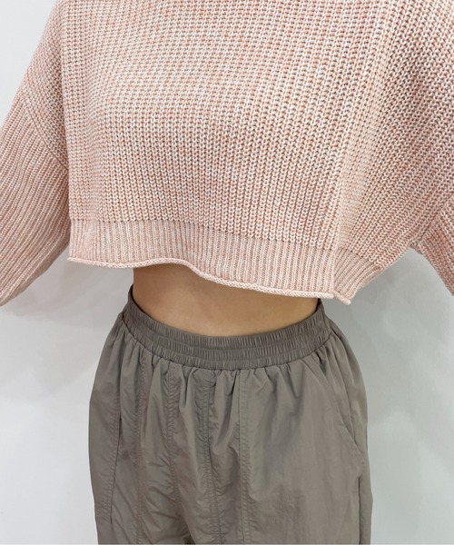 EPIMI E'PIMMY（エピミエピミー）の「メランジショートニットプルオーバー（ニット/セーター・レディース・コーラル/ブルー/オフホワイト/ブラック・MEDIUM）」の18枚目の写真