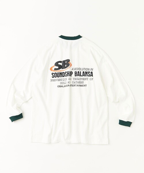 BALANSA SSB LOGO LS TEE / WB [韓国 ファッション 長袖Tシャツ] BALANSA ssb logo tee (white/black)/韓国 ファッション Tシャツ