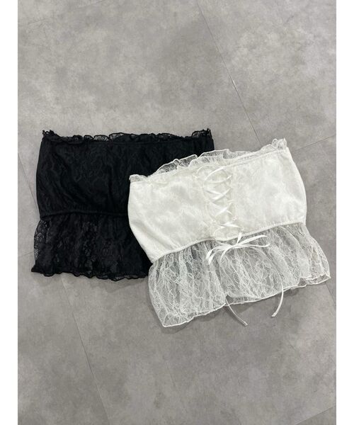 EATME（イートミー）の「BACKレースアップベアTOP（チューブトップ・レディース・ブラック/オフホワイト・FREE）」の3枚目の写真