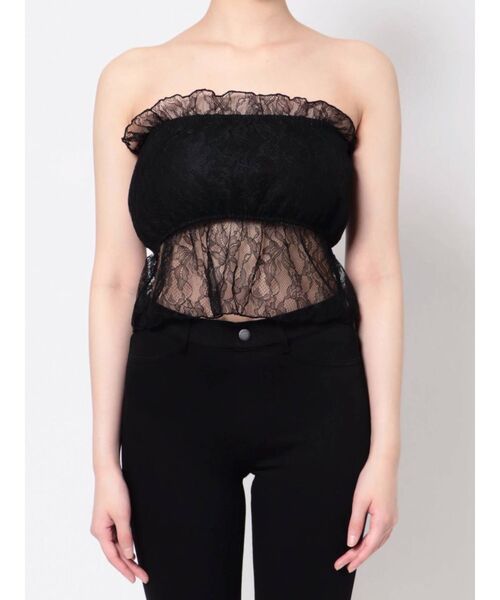 EATME（イートミー）の「BACKレースアップベアTOP（チューブトップ・レディース・ブラック/オフホワイト・FREE）」の10枚目の写真