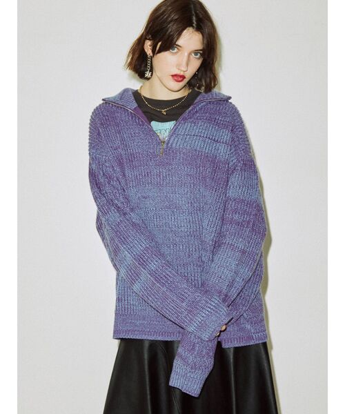 jouetie（ジュエティ）の「ルーズハーフZIPニット（ニット/セーター・レディース・ブラック/パープル/イエロー・MEDIUM）」の17枚目の写真