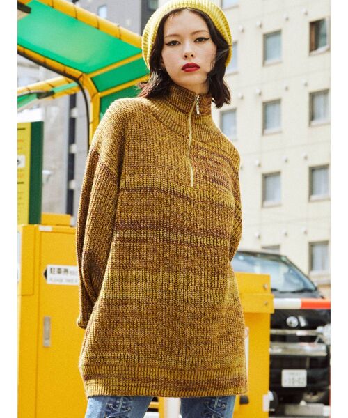 jouetie（ジュエティ）の「ルーズハーフZIPニット（ニット/セーター・レディース・ブラック/パープル/イエロー・MEDIUM）」の18枚目の写真