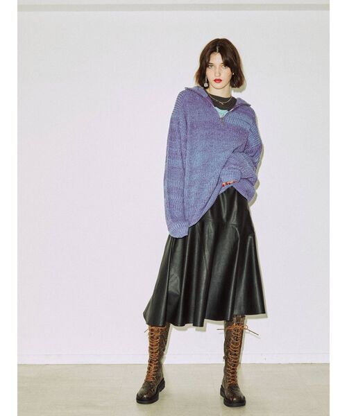 jouetie（ジュエティ）の「ルーズハーフZIPニット（ニット/セーター・レディース・ブラック/パープル/イエロー・MEDIUM）」の14枚目の写真