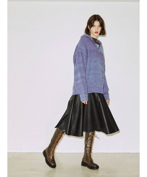 jouetie（ジュエティ）の「ルーズハーフZIPニット（ニット/セーター・レディース・ブラック/パープル/イエロー・MEDIUM）」の6枚目の写真