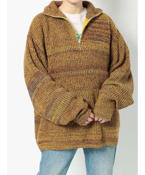 jouetie（ジュエティ）の「ルーズハーフZIPニット（ニット/セーター・レディース・ブラック/パープル/イエロー・MEDIUM）」の7枚目の写真