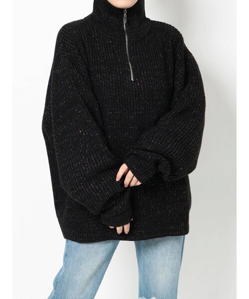 jouetie（ジュエティ）の「ルーズハーフZIPニット（ニット/セーター・レディース・ブラック/パープル/イエロー・MEDIUM）」の11枚目の写真