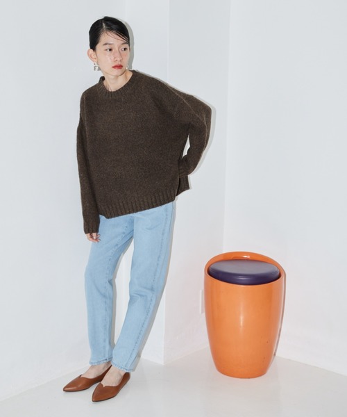 AMERICAN HOLIC（アメリカンホリック）の「マムテーパードパンツ（デニムパンツ・レディース・ナチュラル/グリーン/ライトグレー/パープル/サックスブルー/イエロー/インディゴブルー・S/M/L）」の12枚目の写真