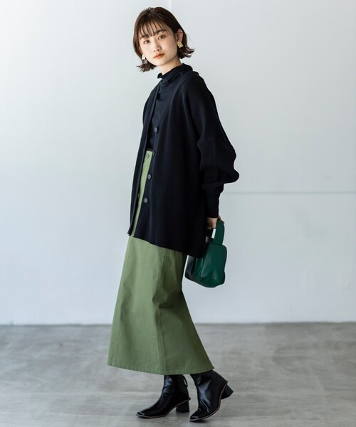 THE SHOP TK （ザ ショップ ティーケー ）の「◆【スッキリシルエット】ベイカーナロースカート（スカート・レディース・ダークブラウン/オリーブ/カーキ・12/11/13）」の6枚目の写真