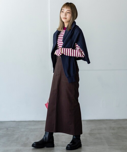 THE SHOP TK （ザ ショップ ティーケー ）の「◆【スッキリシルエット】ベイカーナロースカート（スカート・レディース・ダークブラウン/オリーブ/カーキ・12/11/13）」の9枚目の写真