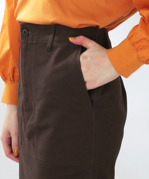 THE SHOP TK （ザ ショップ ティーケー ）の「◆【スッキリシルエット】ベイカーナロースカート（スカート・レディース・ダークブラウン/オリーブ/カーキ・12/11/13）」の5枚目の写真