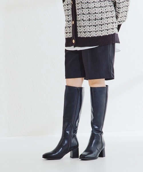 ORiental TRaffic(オリエンタルトラフィック)の「スクエアトゥヒールロングブーツ/21503(ブーツ・レディース・ベージュ/ブラック/ブラウン・S/M/L/LL/3L/SS)」の7枚目の写真