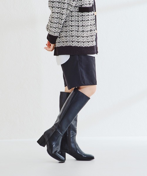 ORiental TRaffic(オリエンタルトラフィック)の「スクエアトゥヒールロングブーツ/21503(ブーツ・レディース・ベージュ/ブラック/ブラウン・S/M/L/LL/3L/SS)」の8枚目の写真