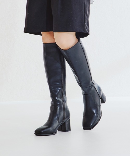 ORiental TRaffic(オリエンタルトラフィック)の「スクエアトゥヒールロングブーツ/21503(ブーツ・レディース・ベージュ/ブラック/ブラウン・S/M/L/LL/3L/SS)」の9枚目の写真