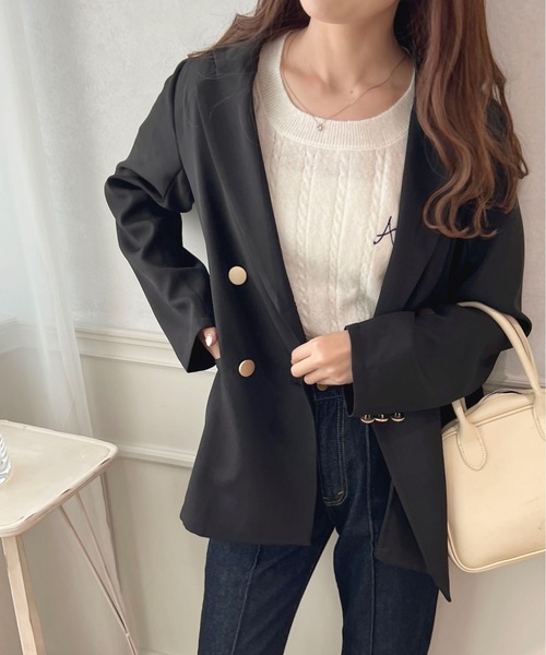 apres jour(アプレジュール)の「ロングスリーブジャケット【ZOZOTOWN限定アイテム】(テーラードジャケット・レディース・ブラック/ネイビー/ピンクベージュ/アイボリー・X-LARGE/フリー)」の14枚目の写真