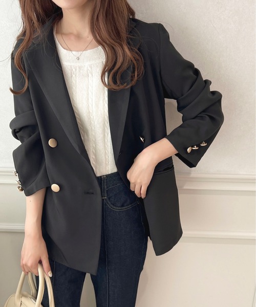 apres jour(アプレジュール)の「ロングスリーブジャケット【ZOZOTOWN限定アイテム】(テーラードジャケット・レディース・ブラック/ネイビー/ピンクベージュ/アイボリー・X-LARGE/フリー)」の9枚目の写真